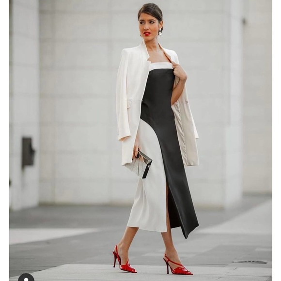 ZARA LIMITED EDITION WOOL BLEND COLORBLOCK MIDI DRESS - Picture 3 of 15